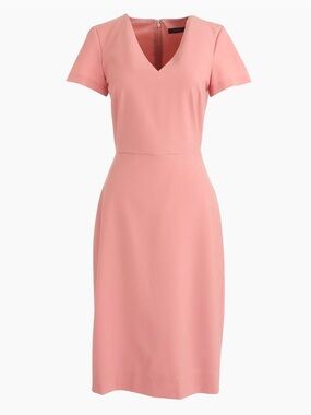 J. Crew Clay/Coral-Pink V-Neck Italian Wool Sheath Dress